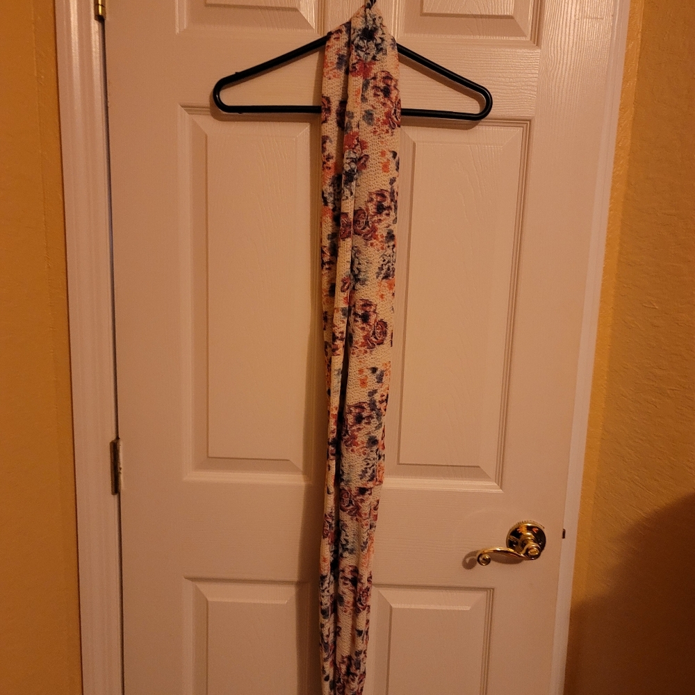 Floral scarf multi color beige base